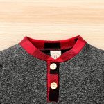 I'm so thankful Newborn Baby Boy Fall Clothes Infant Plaid Long Sleeve Button Romper and Pants Set Winter Outfits - Image 4